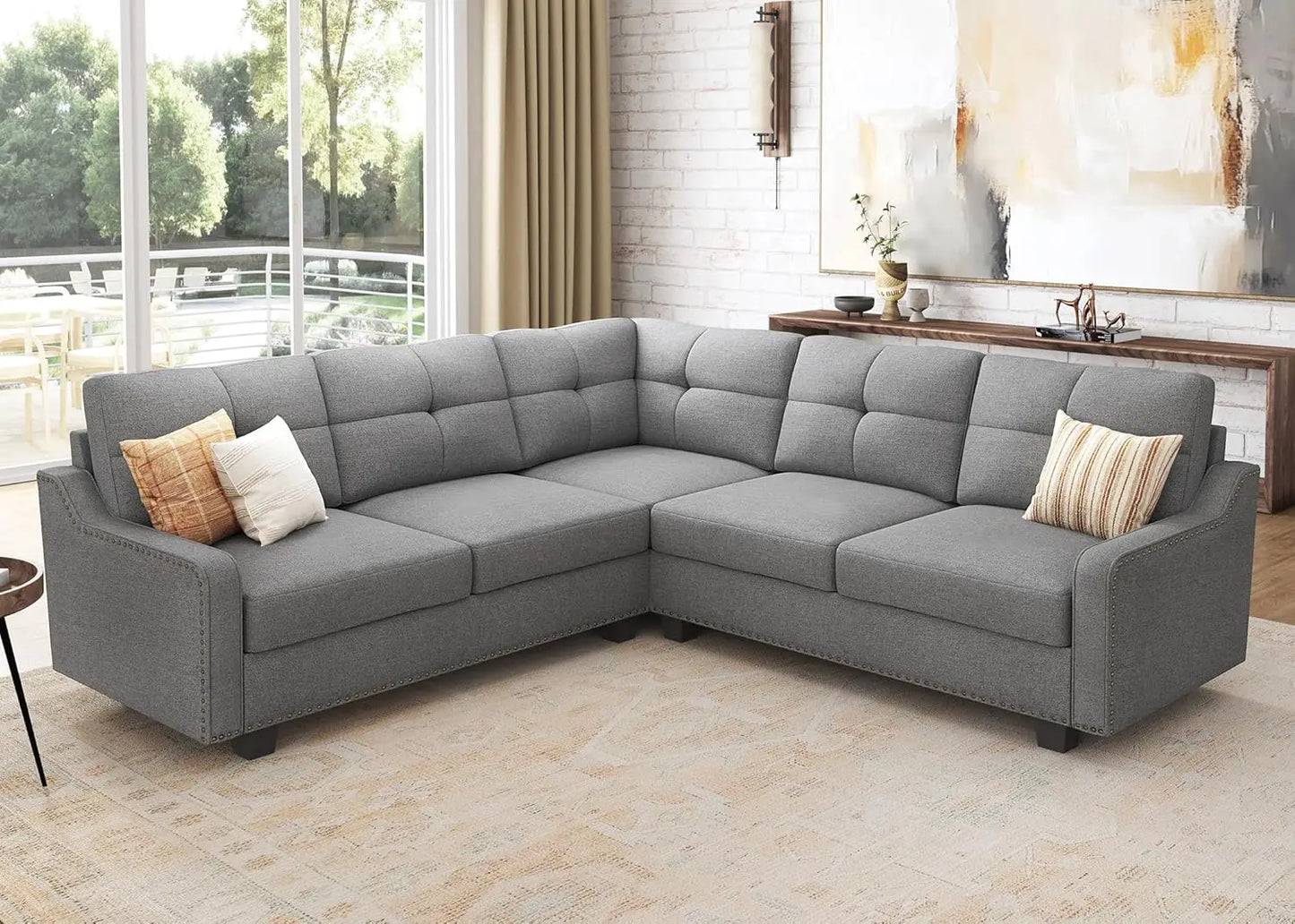 Convertible L-Shaped Sectional Sofa Living Room