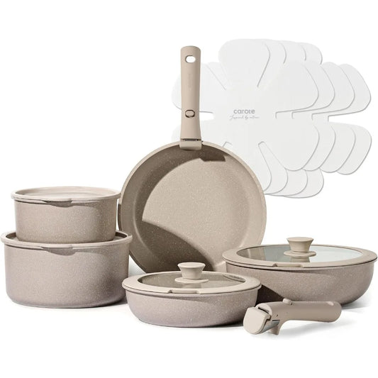 16-Piece Nonstick Cookware Set Detachable Handles