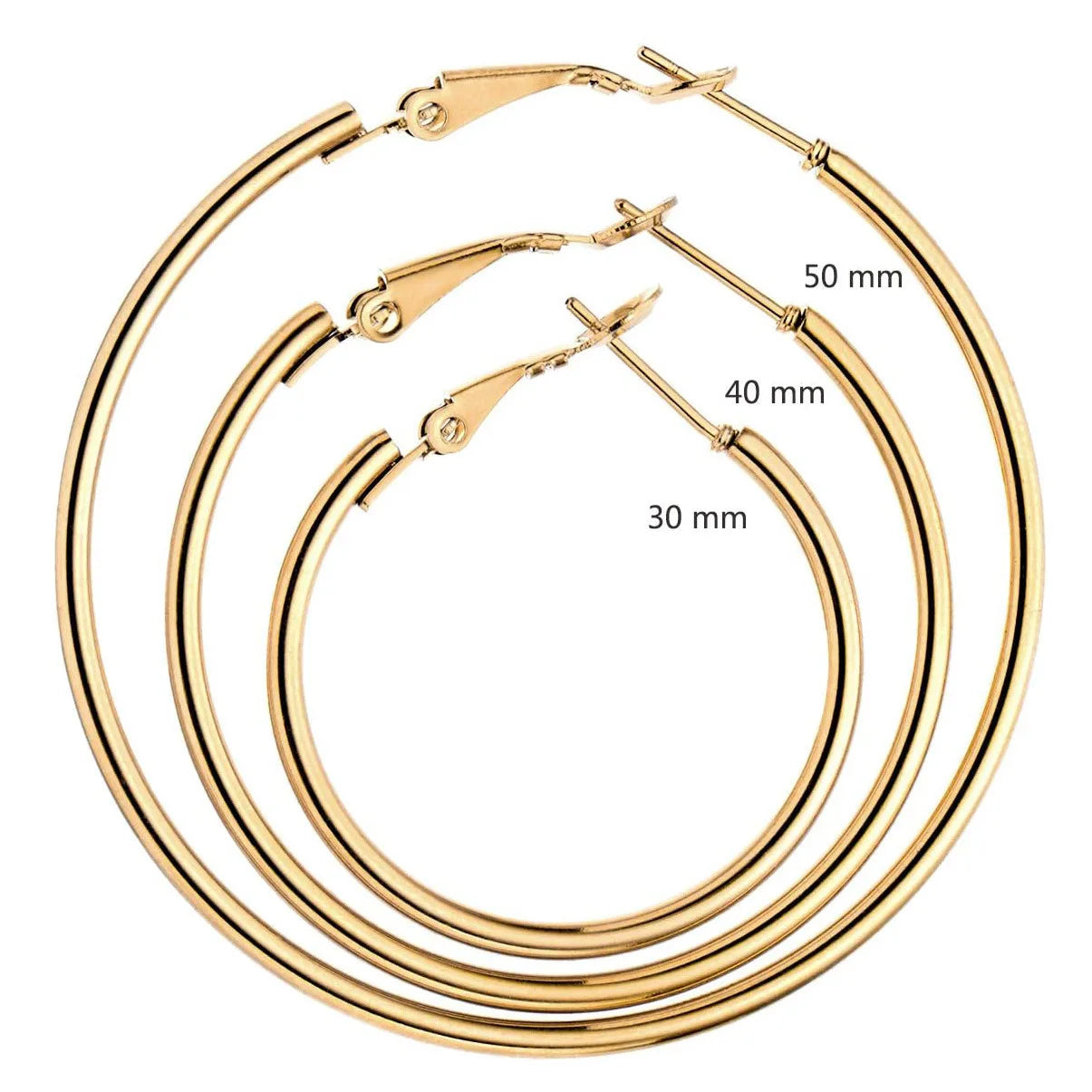6-Pair Stainless Steel Hoop Earrings Set