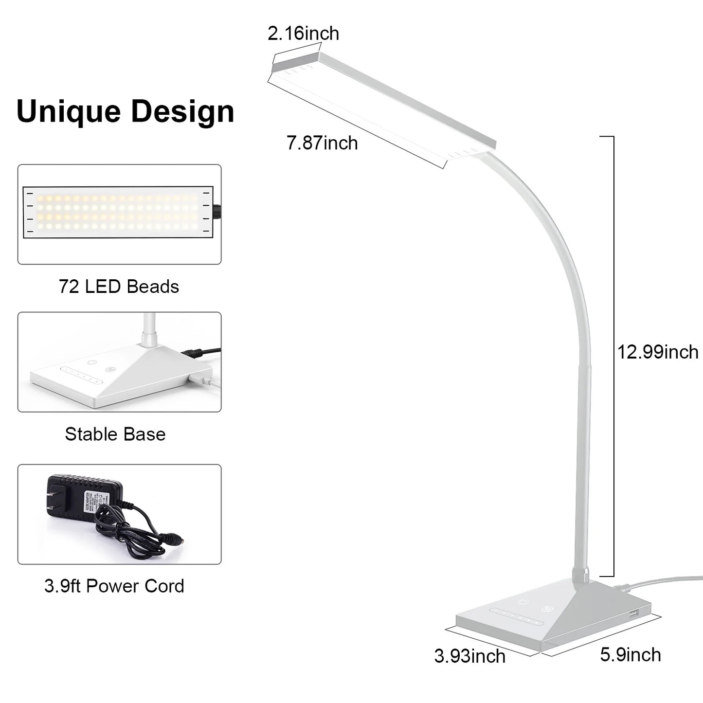 12W LED Desk Lamp Dimmable Touch Sensor