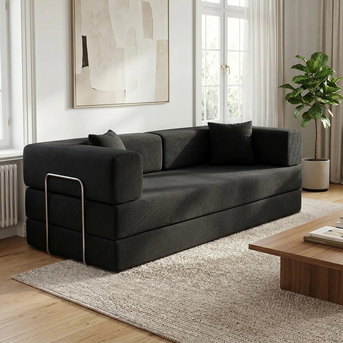 4-in-1 Queen Corduroy Futon Sofa Bed