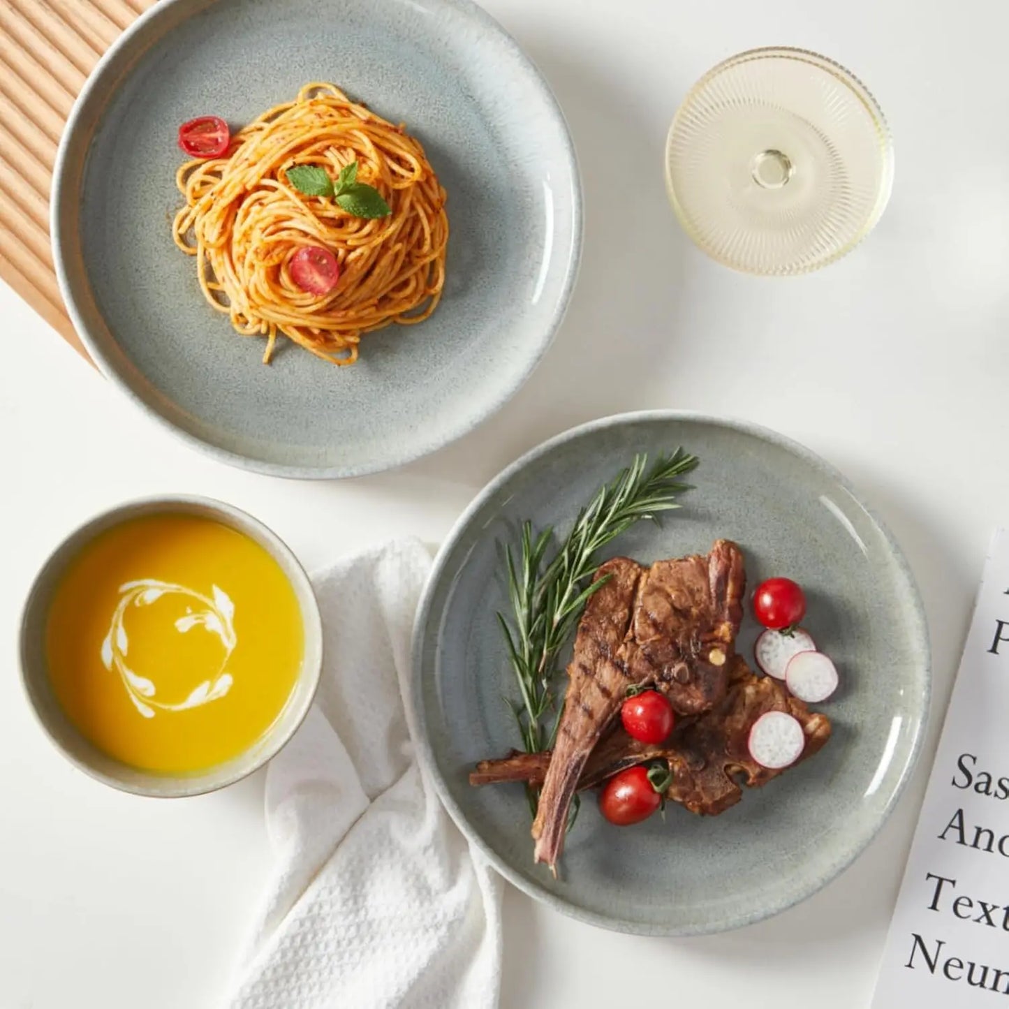 Gradient Green Stoneware Dinnerware Set for 4