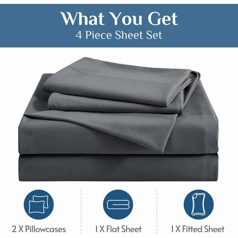 Dark Grey Queen Deep Pocket Sheet Set