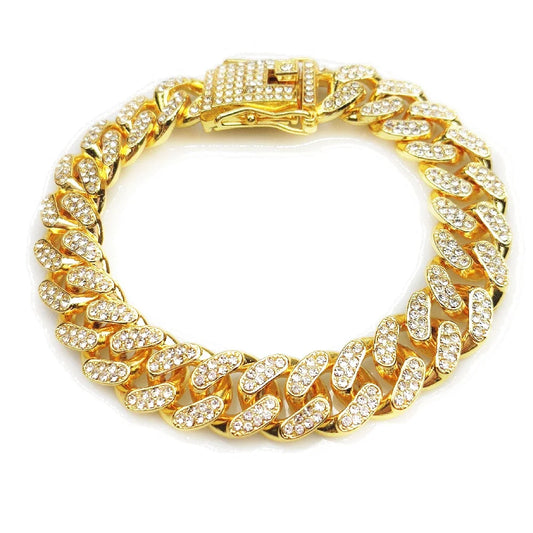 Full Crystal Cuban Chain Hip-Hop Bracelet