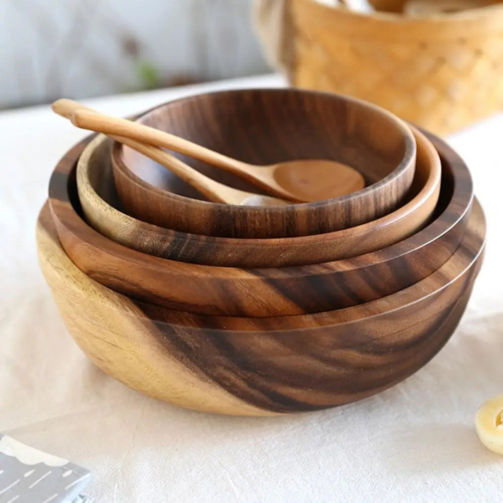 Eco-Friendly Wooden Salad Soup Bowl