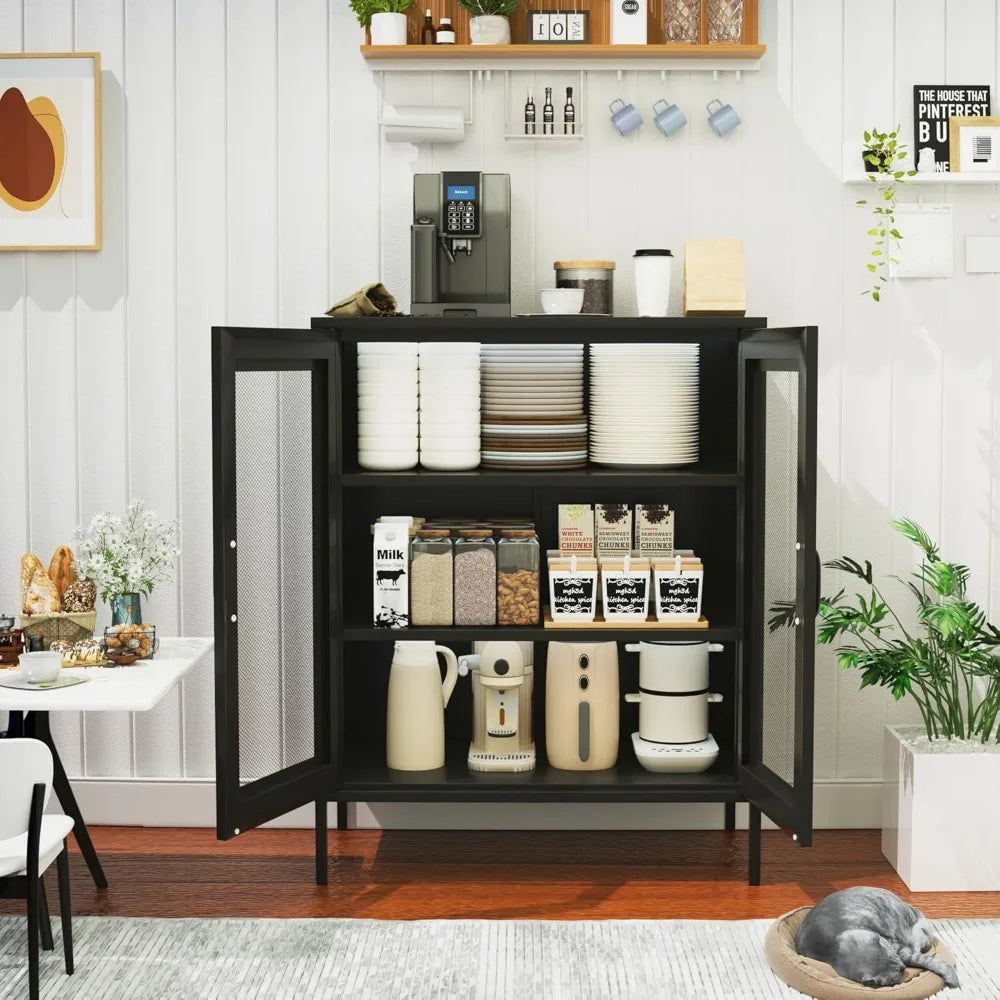 Metal Buffet Sideboard Cabinet with Adjustable Storage