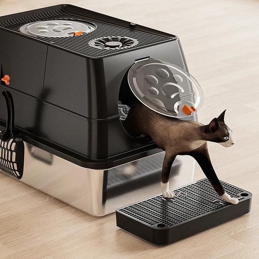 Stainless Steel Enclosed Cat Litter Box with Lid