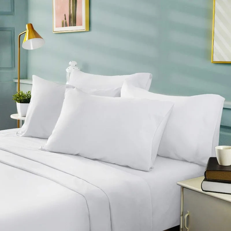 6-Piece King White Luxury Bed Sheets