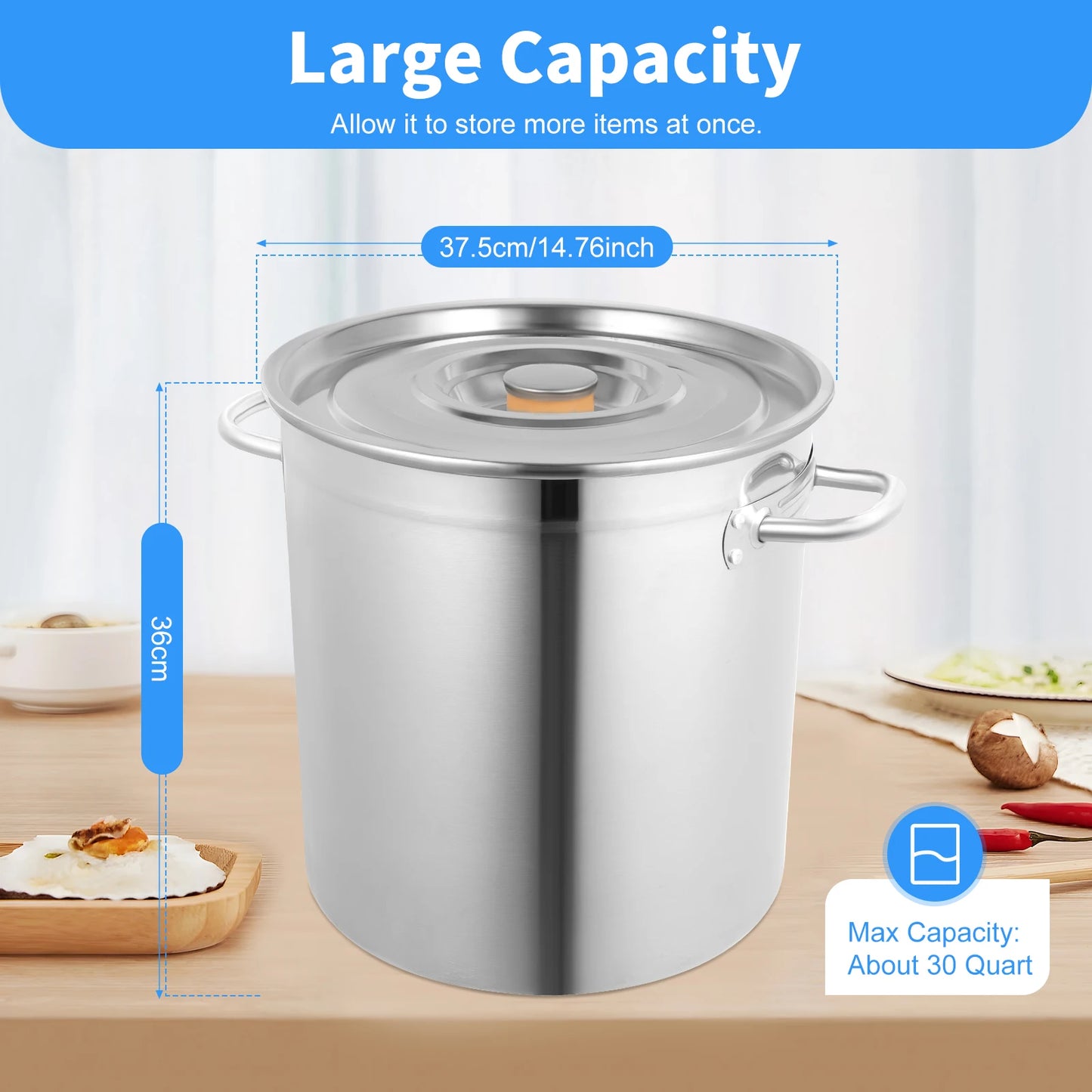35L Stainless Steel Large Capacity Soup Pot