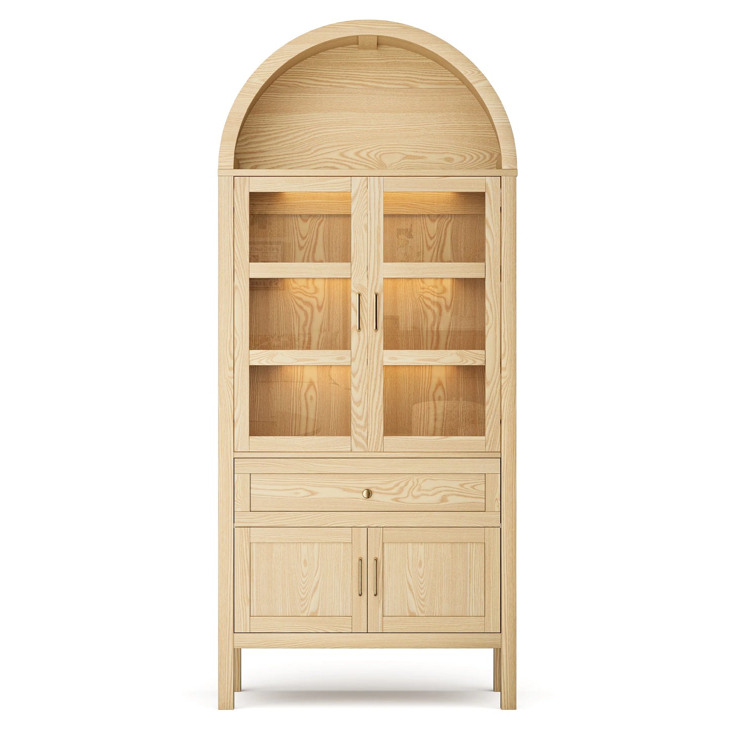 71" Arched Wood Storage Cabinet with Dimmable LED Lights