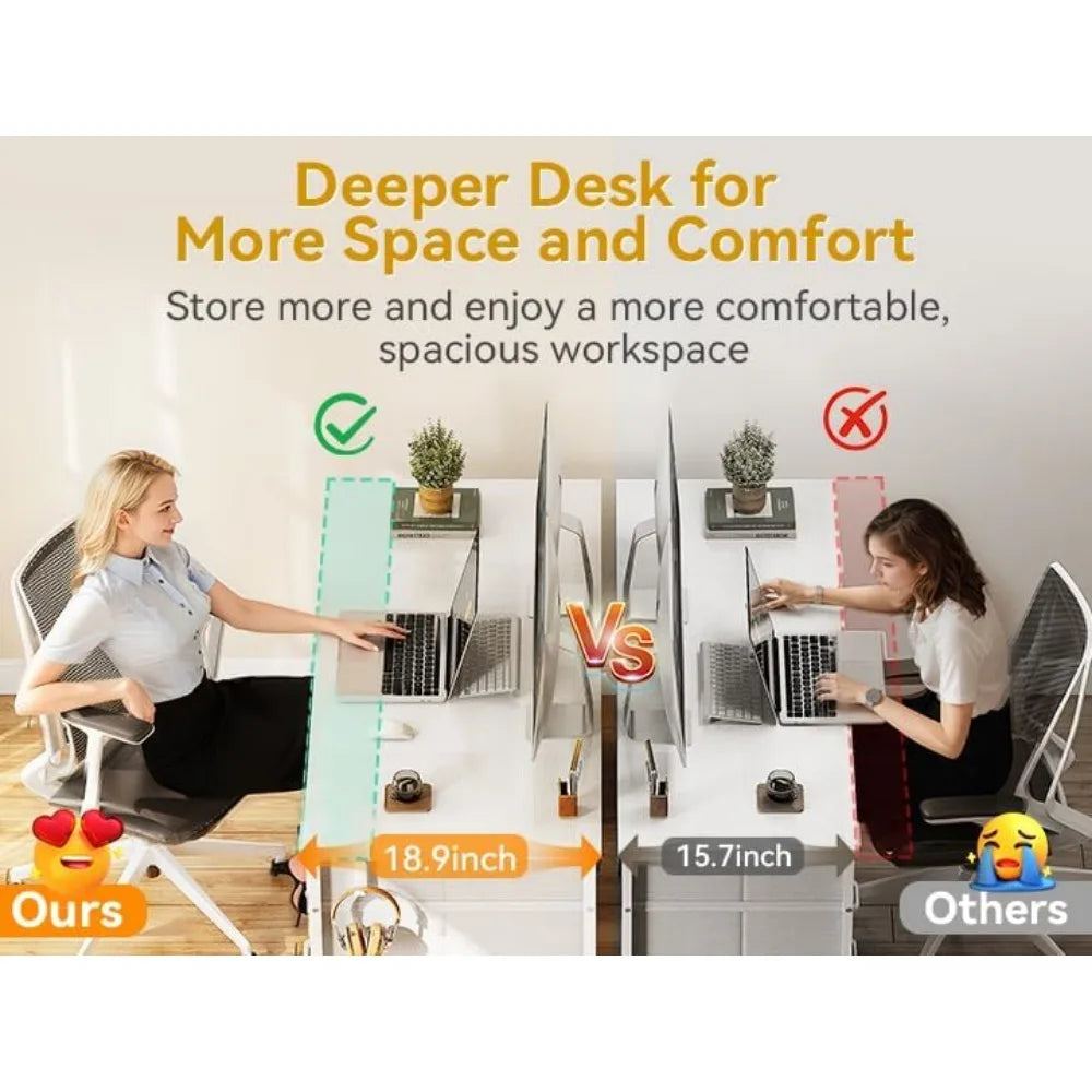 48" Computer Desk 8-Drawer Storage