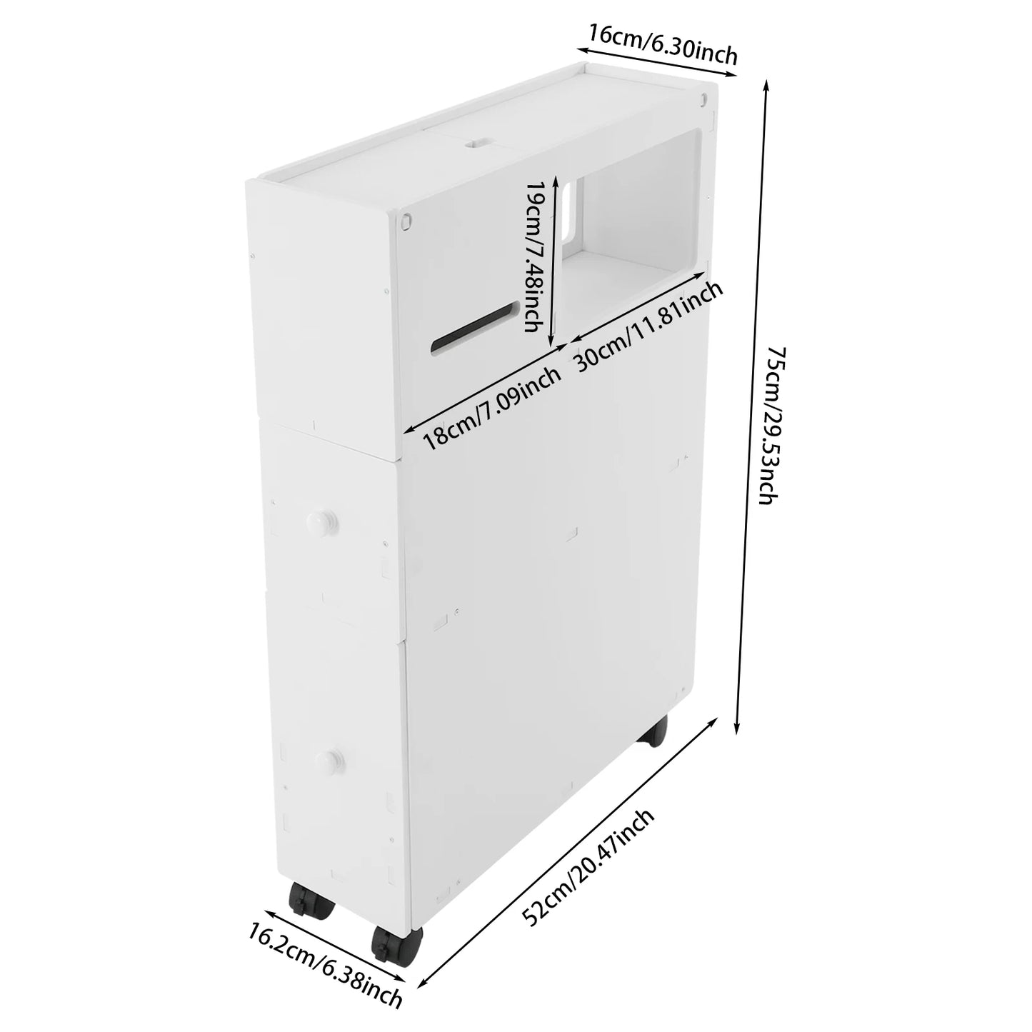 Narrow Bathroom Storage Cabinet Floor Drawer Organizer