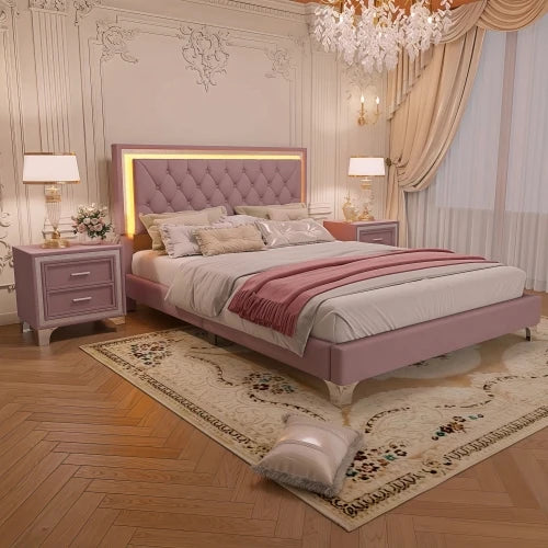 3-Piece Queen Bedroom Set LED Lights