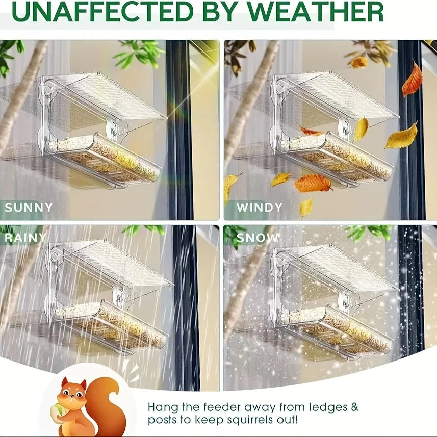 Large Window Bird Feeder with Seed Tray