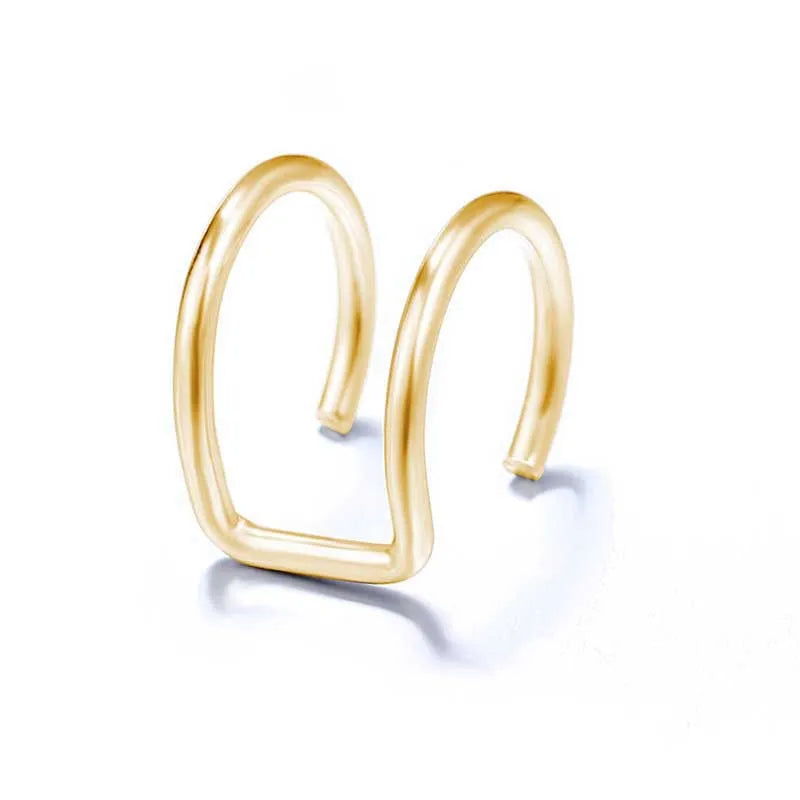 Gold Stainless Steel Clip-On Ear Cuffs