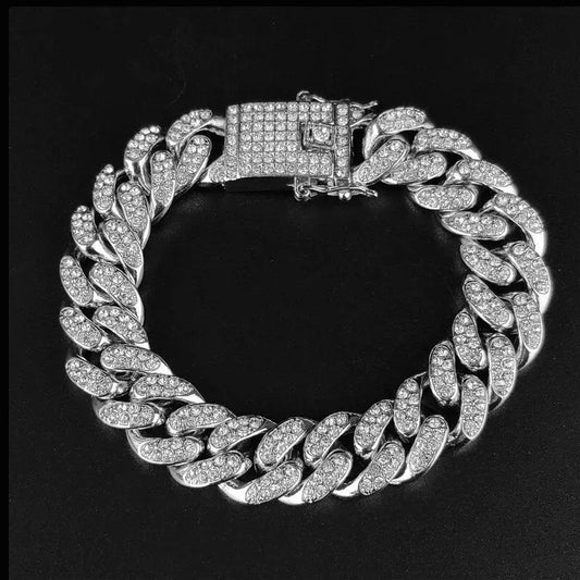 Full Crystal Cuban Chain Hip-Hop Bracelet