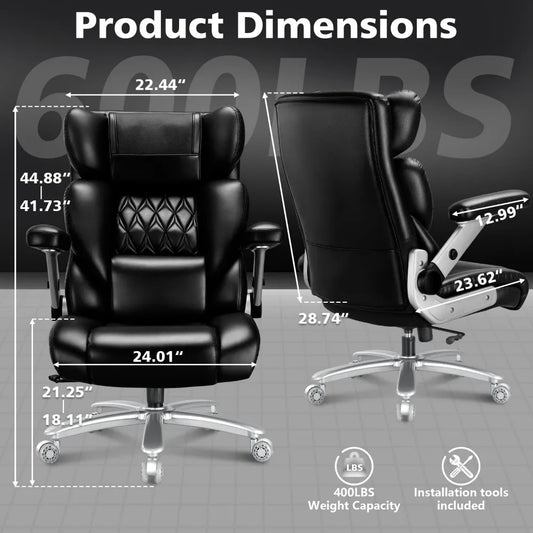 Big Tall 600lb Heated Massage Office Chair