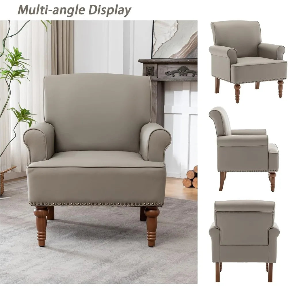 Mid-Century Faux Leather Accent Chair Lounge