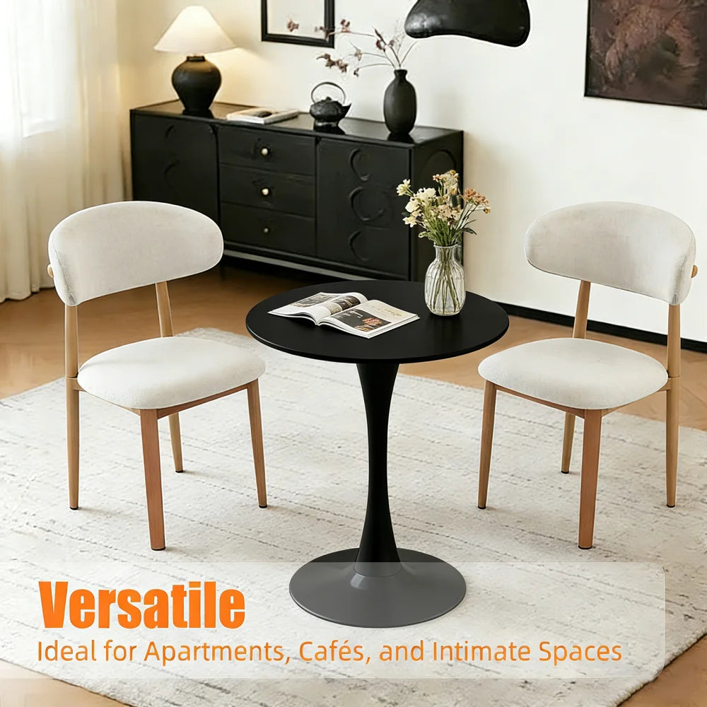 24 Inch Black Round Mid Century Modern Table
