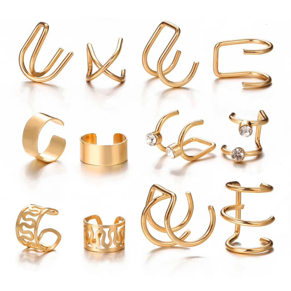 Gold Stainless Steel Clip-On Ear Cuffs