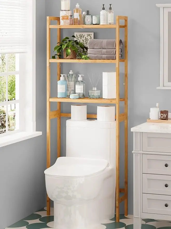 Over Toilet Storage 3-Tier Bamboo Organizer