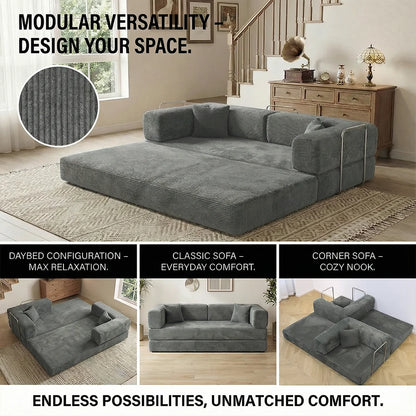 4-in-1 Queen Corduroy Futon Sofa Bed