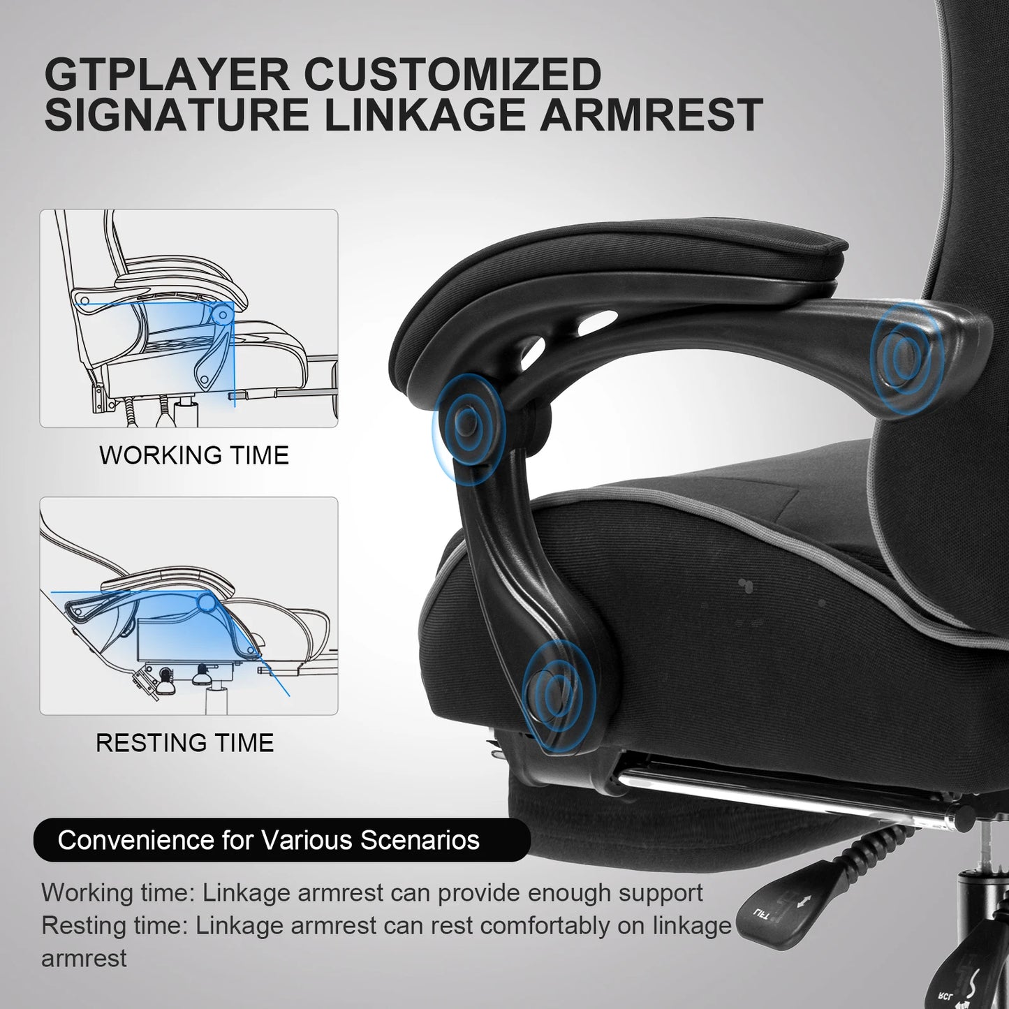 Ergonomic GTPLAYER Gaming Chair with Footrest