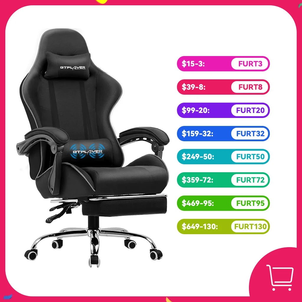 Ergonomic GTPLAYER Gaming Chair with Footrest