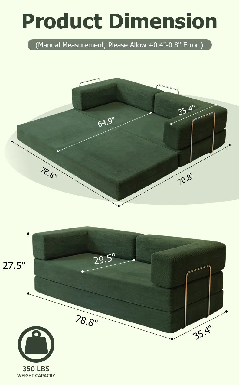4-in-1 Queen Corduroy Futon Sofa Bed