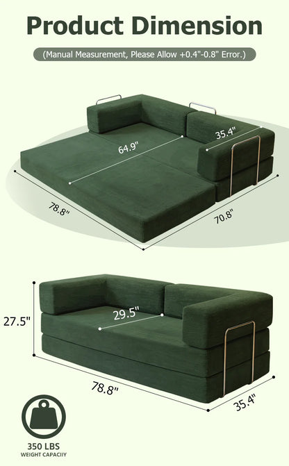 4-in-1 Queen Corduroy Futon Sofa Bed