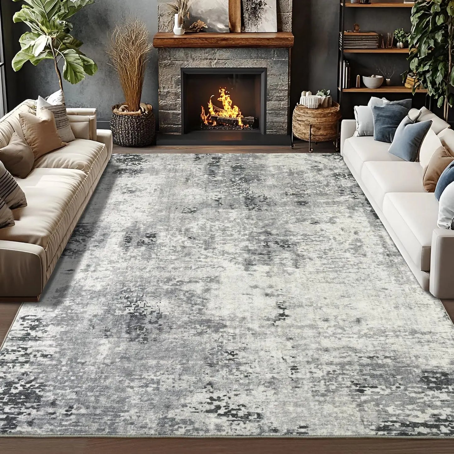 Modern Abstract Boho Area Rug for Living Rooms