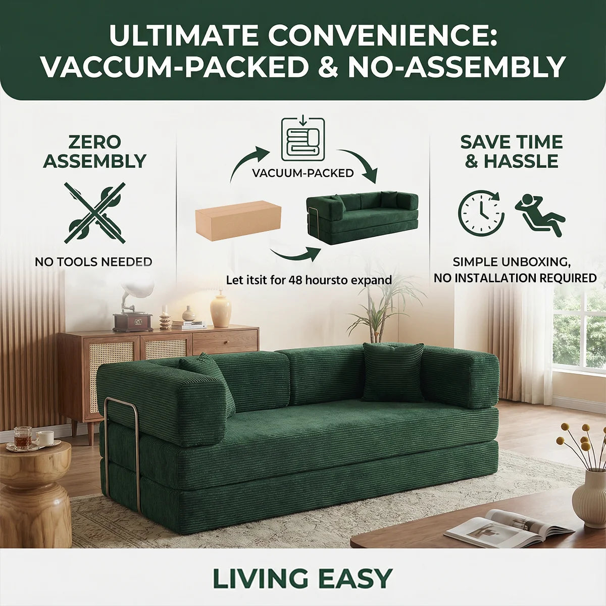4-in-1 Queen Corduroy Futon Sofa Bed