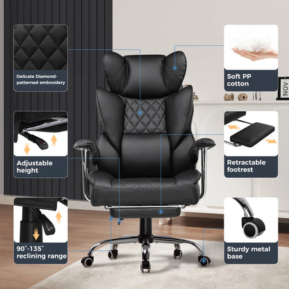 Big Tall Gaming Chair Ergonomic Office Footrest
