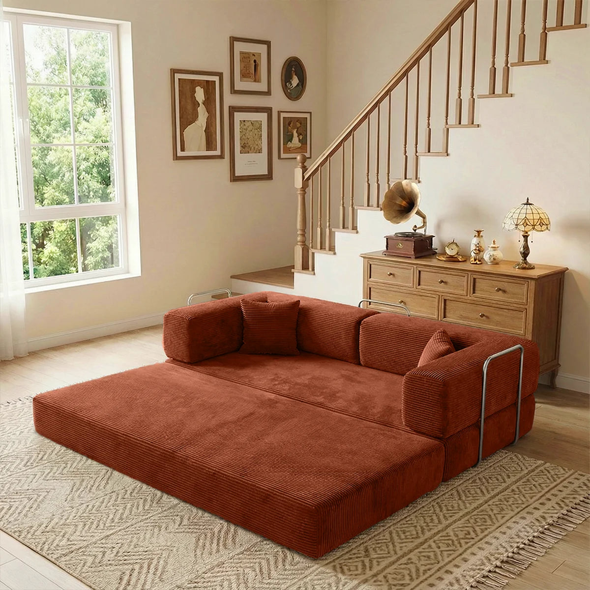 4-in-1 Queen Corduroy Futon Sofa Bed