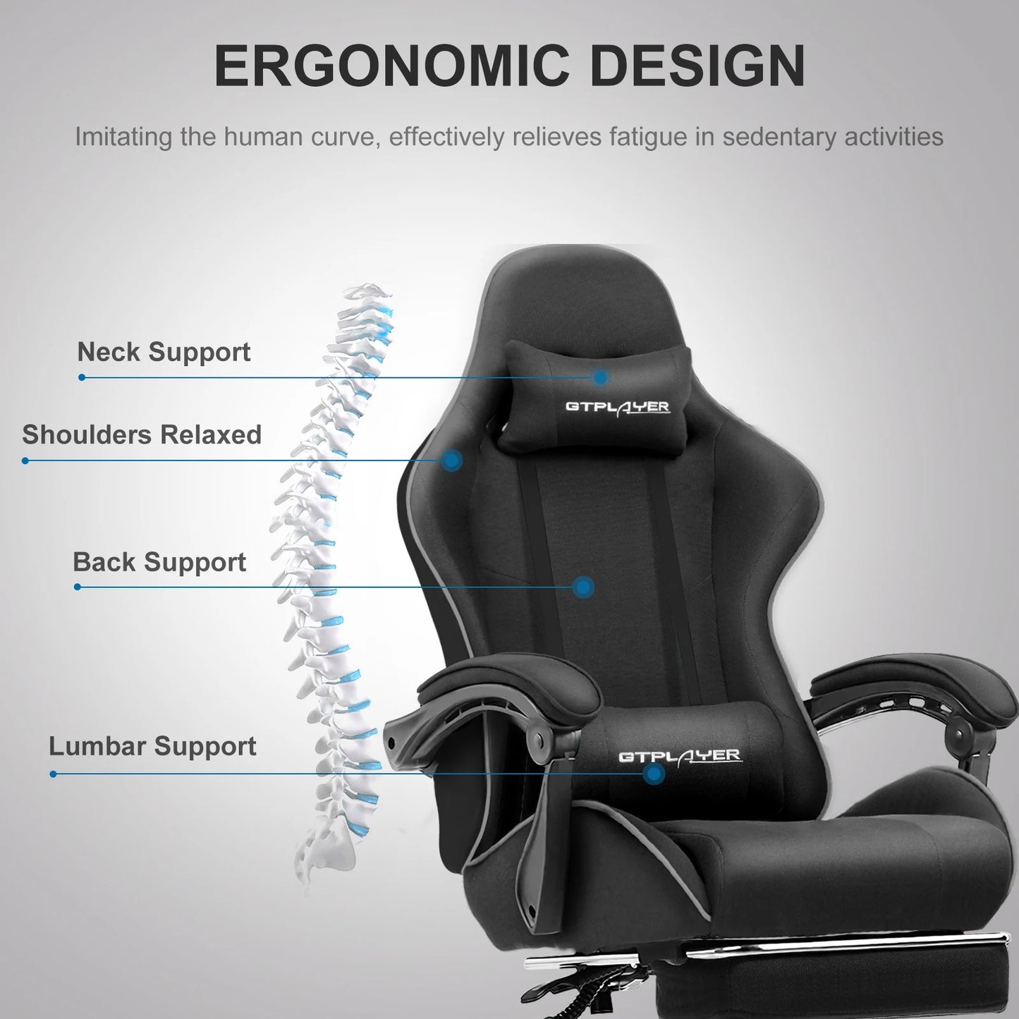 Ergonomic GTPLAYER Gaming Chair with Footrest