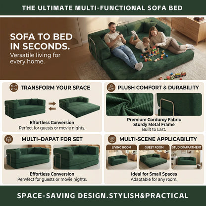 4-in-1 Queen Corduroy Futon Sofa Bed