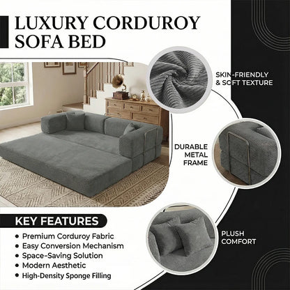 4-in-1 Queen Corduroy Futon Sofa Bed