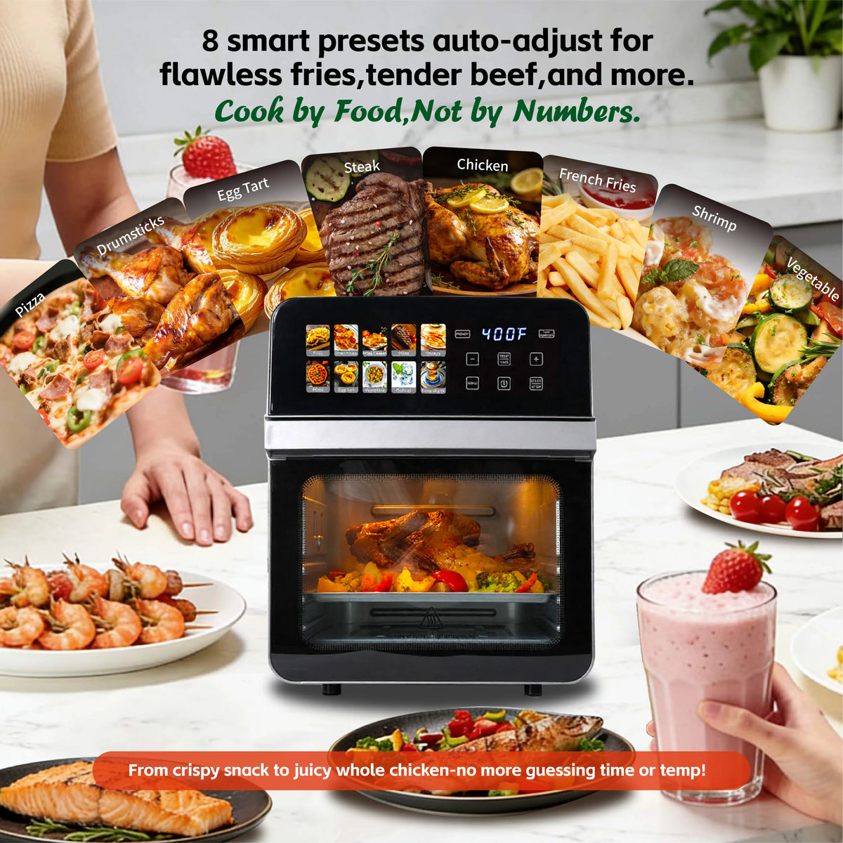 10QT Digital Air Fryer Toaster Oven Combo with 10 Presets