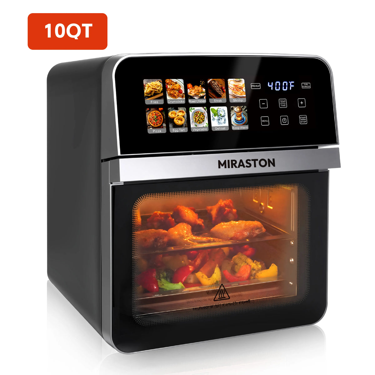 10QT Digital Air Fryer Toaster Oven Combo with 10 Presets