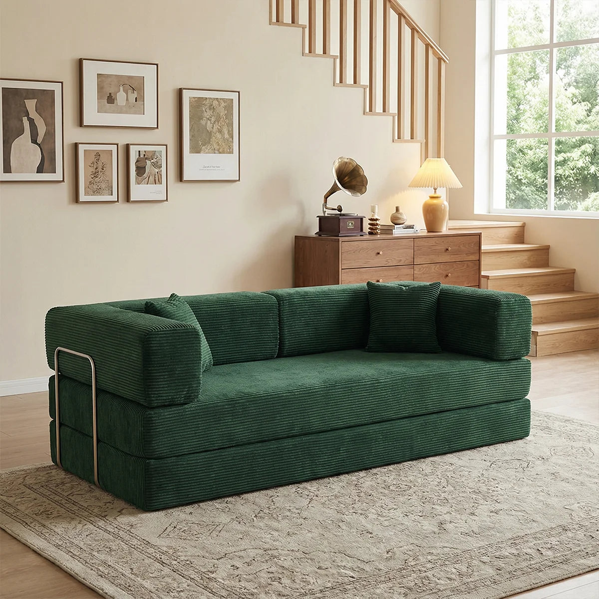 4-in-1 Queen Corduroy Futon Sofa Bed