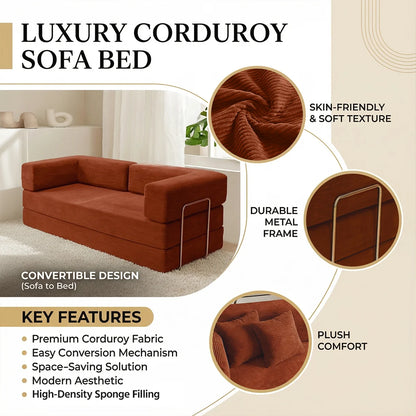 4-in-1 Queen Corduroy Futon Sofa Bed