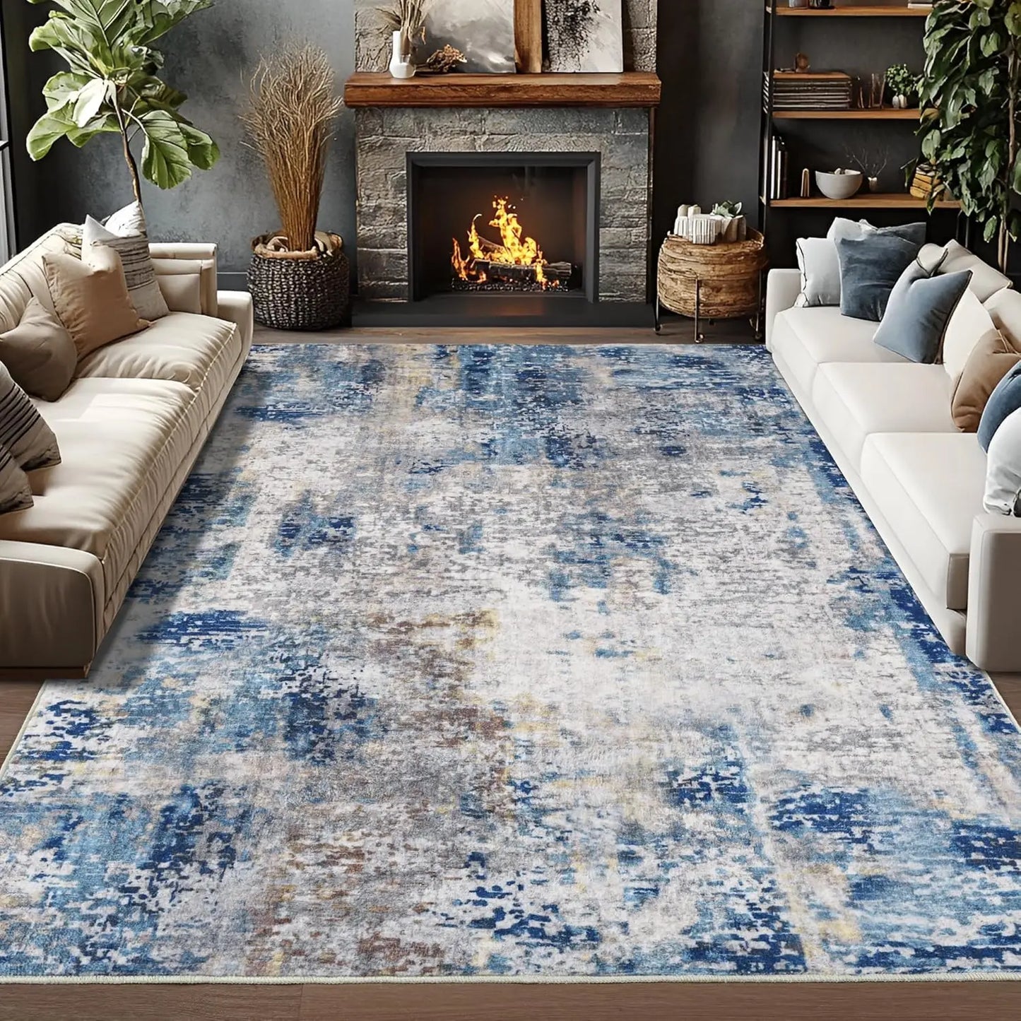 Modern Abstract Boho Area Rug for Living Rooms