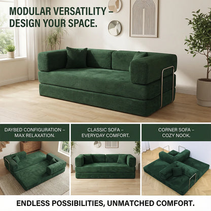 4-in-1 Queen Corduroy Futon Sofa Bed