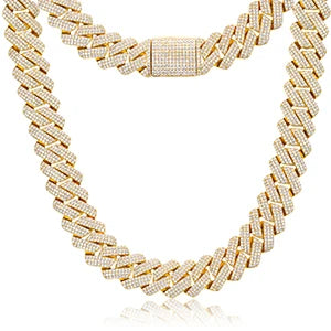 Men's 20mm 3-Row Iced Out Cuban Link Chain | 925 Sterling Silver Hip Hop Jewelry | High Quality AAA+ Cubic Zirconia
