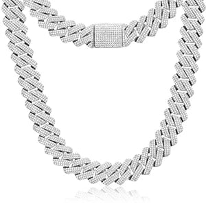 Men's 20mm 3-Row Iced Out Cuban Link Chain | 925 Sterling Silver Hip Hop Jewelry | High Quality AAA+ Cubic Zirconia
