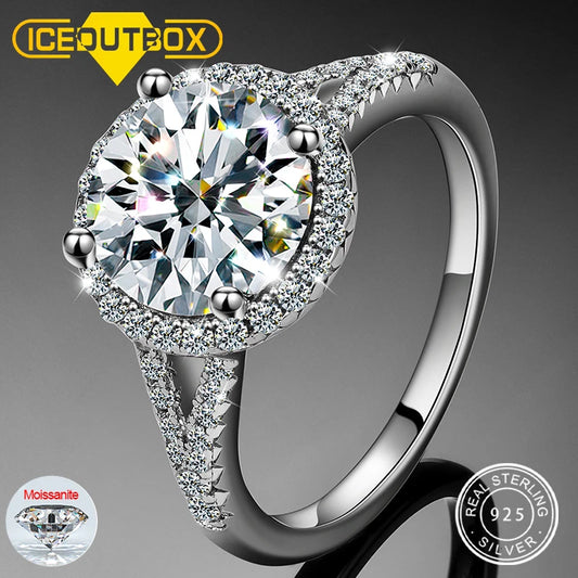 3ctw Round Cut Moissanite Double Halo Engagement Ring in 925 Sterling Silver | Passes Diamond Tester