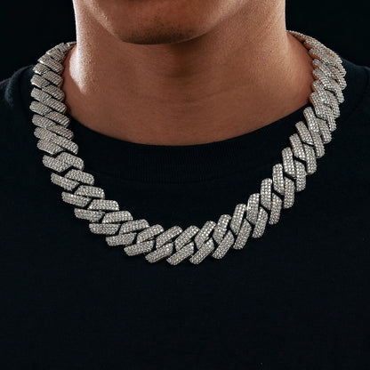 Men's 20mm 3-Row Iced Out Cuban Link Chain | 925 Sterling Silver Hip Hop Jewelry | High Quality AAA+ Cubic Zirconia