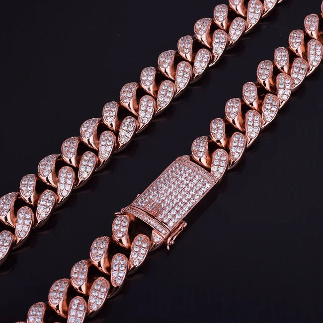 Men's Iced Out Bubble Letter Miami Cuban Link Chain | 18K Gold Plated Hip Hop Choker | Custom Initial Bling Jewelry