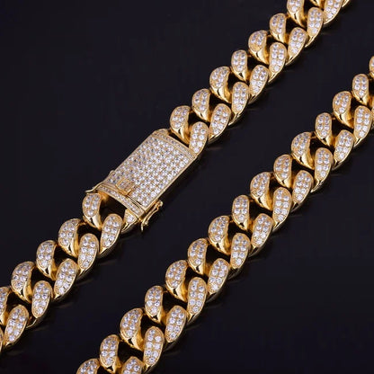 Men's Iced Out Bubble Letter Miami Cuban Link Chain | 18K Gold Plated Hip Hop Choker | Custom Initial Bling Jewelry