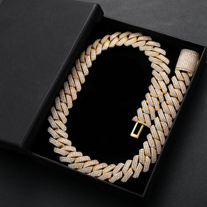 Men's 20mm 3-Row Iced Out Cuban Link Chain | 925 Sterling Silver Hip Hop Jewelry | High Quality AAA+ Cubic Zirconia